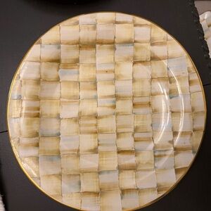 Elegant Gold and Cream Parchment Check Plates